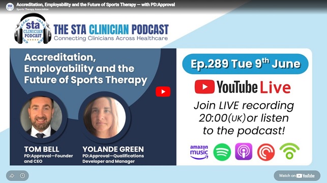 STA Ep. 289 Accreditation, Employability and the Future of Sports Therapy — with PD:Approval image